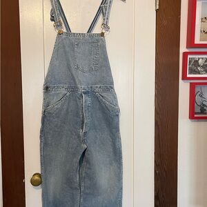 Levis, Japanese Denim collab.Stylish Light Blue Denim Overalls, cropped.